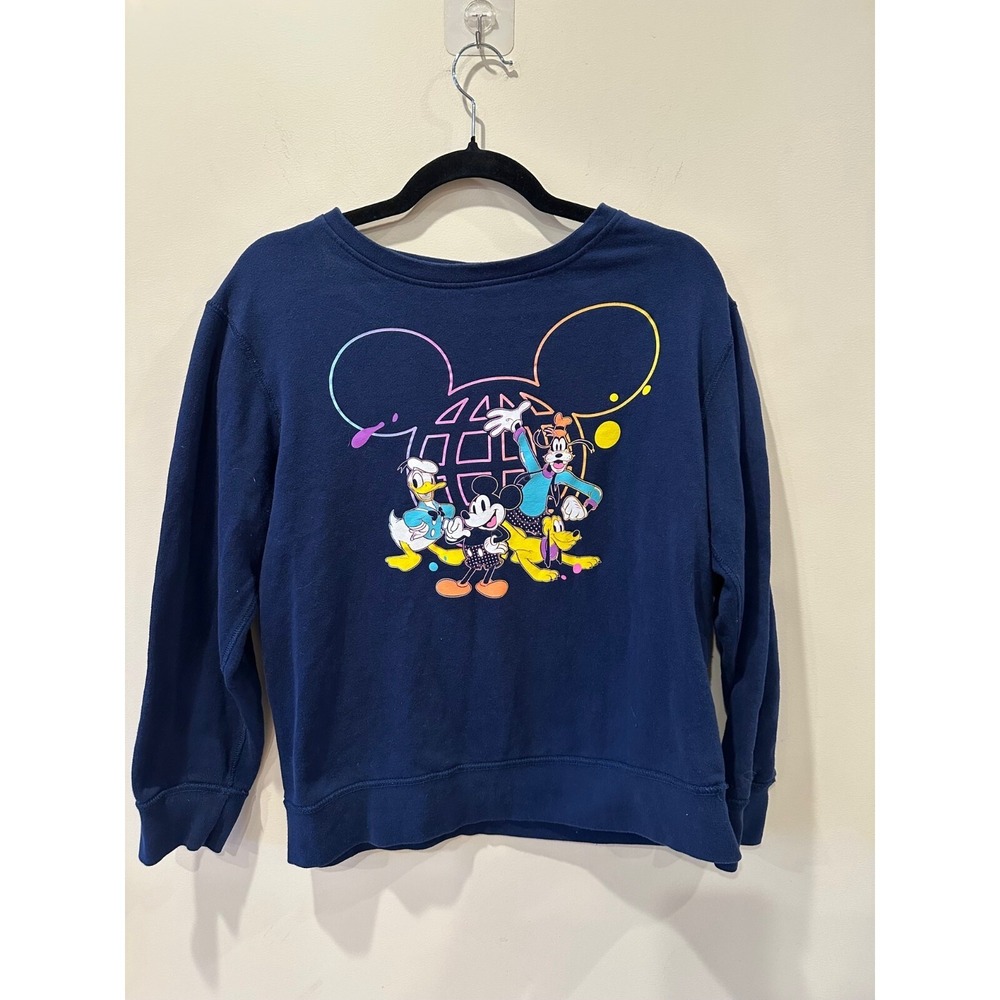 Disney Vintage 80s Y2K Navy Sweatshirt Size Medium Mickey Pluto‎ Donald Goofy